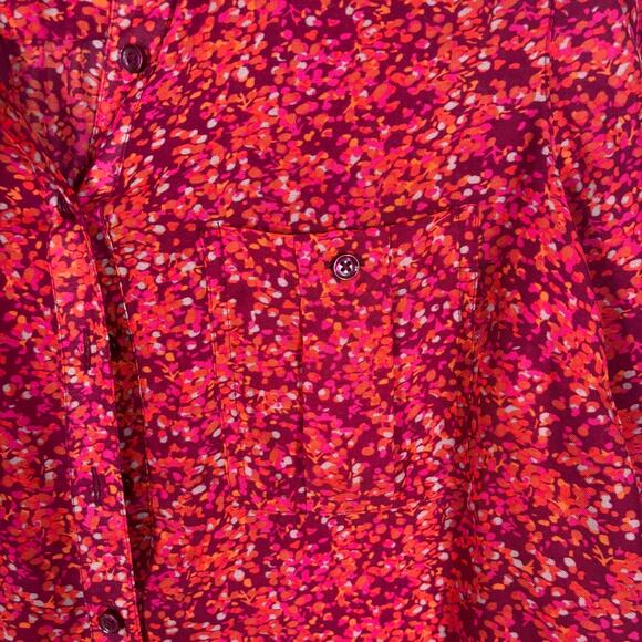 LOFT Top Small Floral Utility Sheer Popover Blouse Maximalist Loud Career Church - Picture 4 of 13